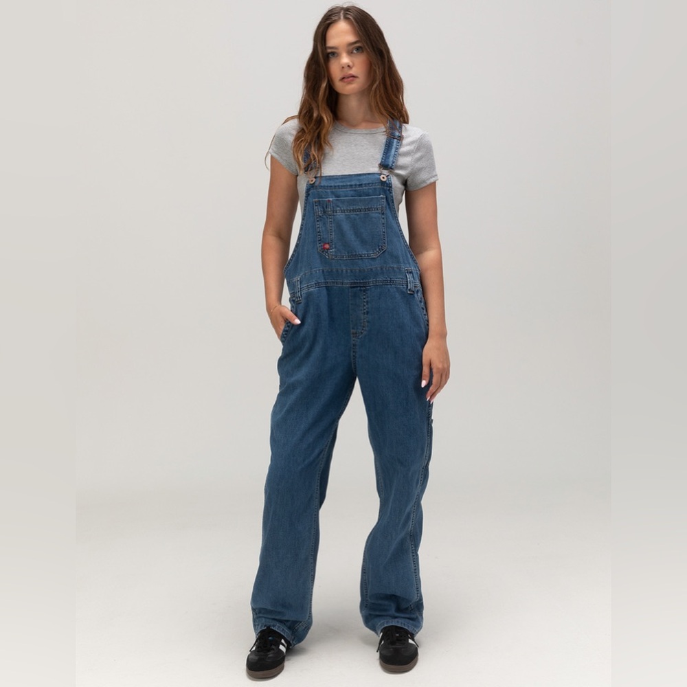 Dickies Heritage Bib Blue Denim Overalls in Size XS